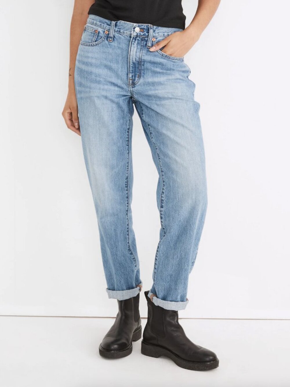 Madewell Slouchy Boyjean in Riverspring Wash